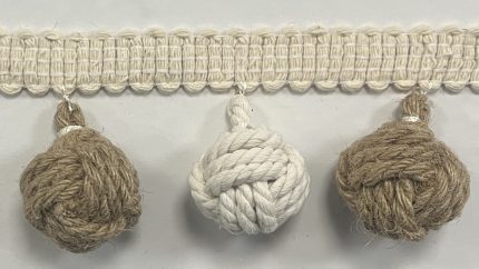 ریشه منگوله توپی گره ای خام JUTE KNOTTED FRING